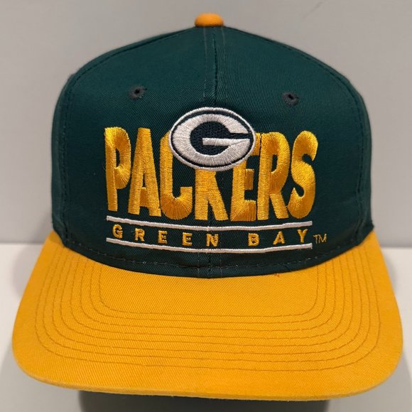 Vintage Green Bay Packers NFL Team Apparel Snapback Adjustable Hat Green/Yellow - Picture 1 of 7